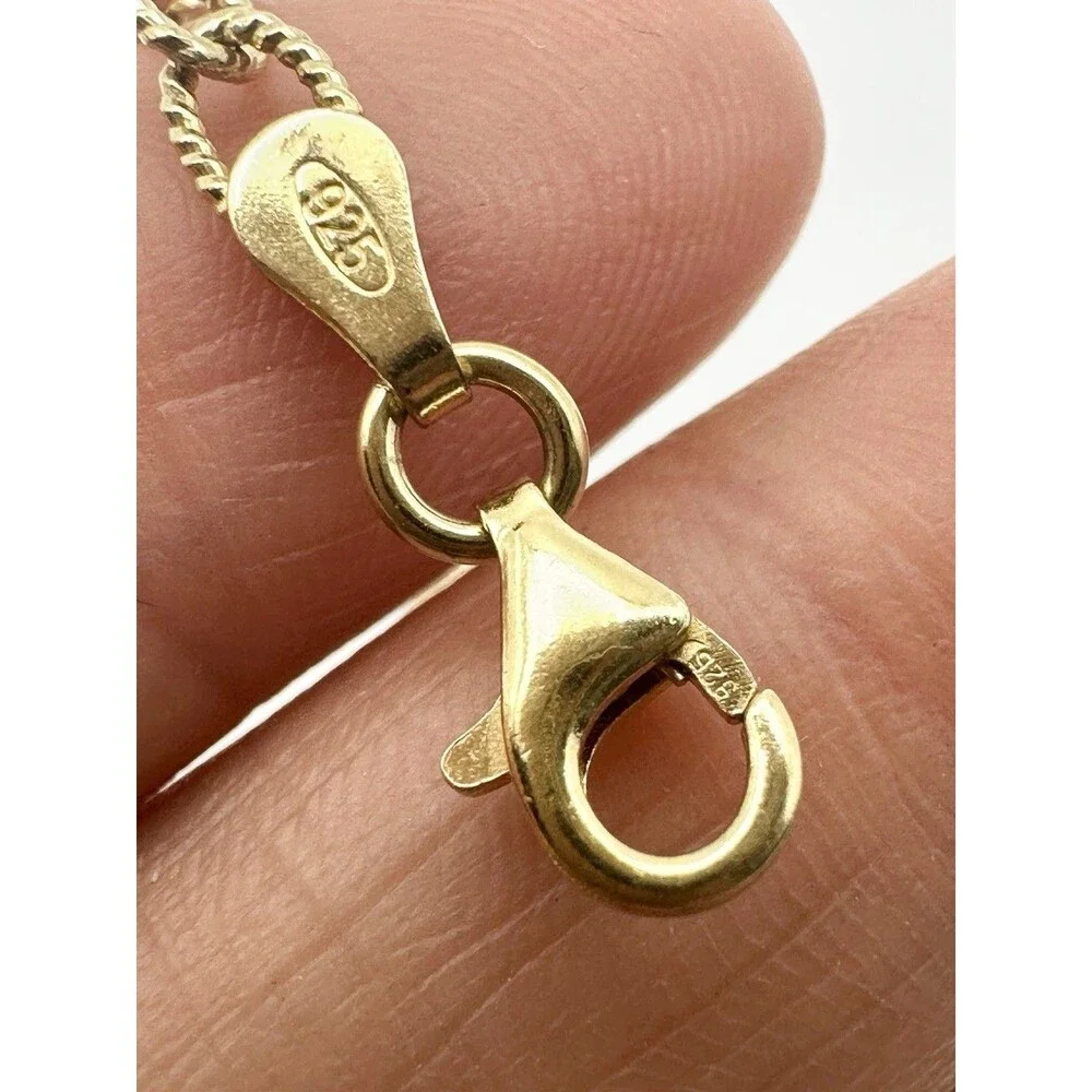925 Italy Gold Vermeil Oval Link Chain Bracelet 7.25” 3mm Wide